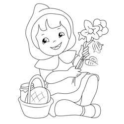 Beautifull Red Riding Free Coloring Page for Kids