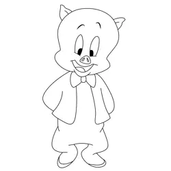 Porky Pig Pic Free Coloring Page for Kids