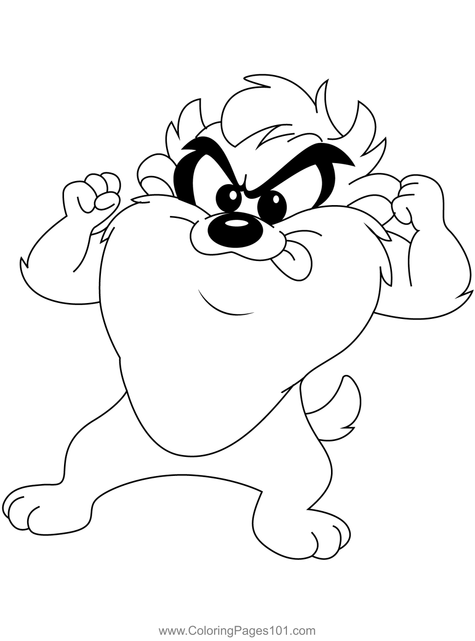 Tasmanian Devil Coloring Page For Kids Free Looney Tunes Printable 
