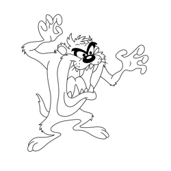 Taz Looney Tunes Free Coloring Page for Kids