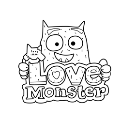 Love Monster 1 Free Coloring Page for Kids