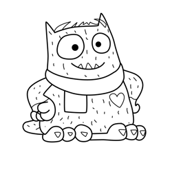 Love Monster 2 Free Coloring Page for Kids