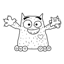 Love Monster 3 Free Coloring Page for Kids