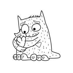 Love Monster 4 Free Coloring Page for Kids
