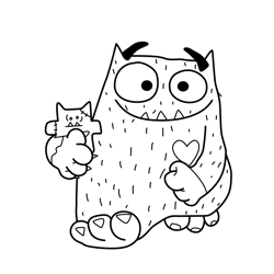 Love Monster 5 Free Coloring Page for Kids