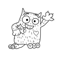 Love Monster 7 Free Coloring Page for Kids
