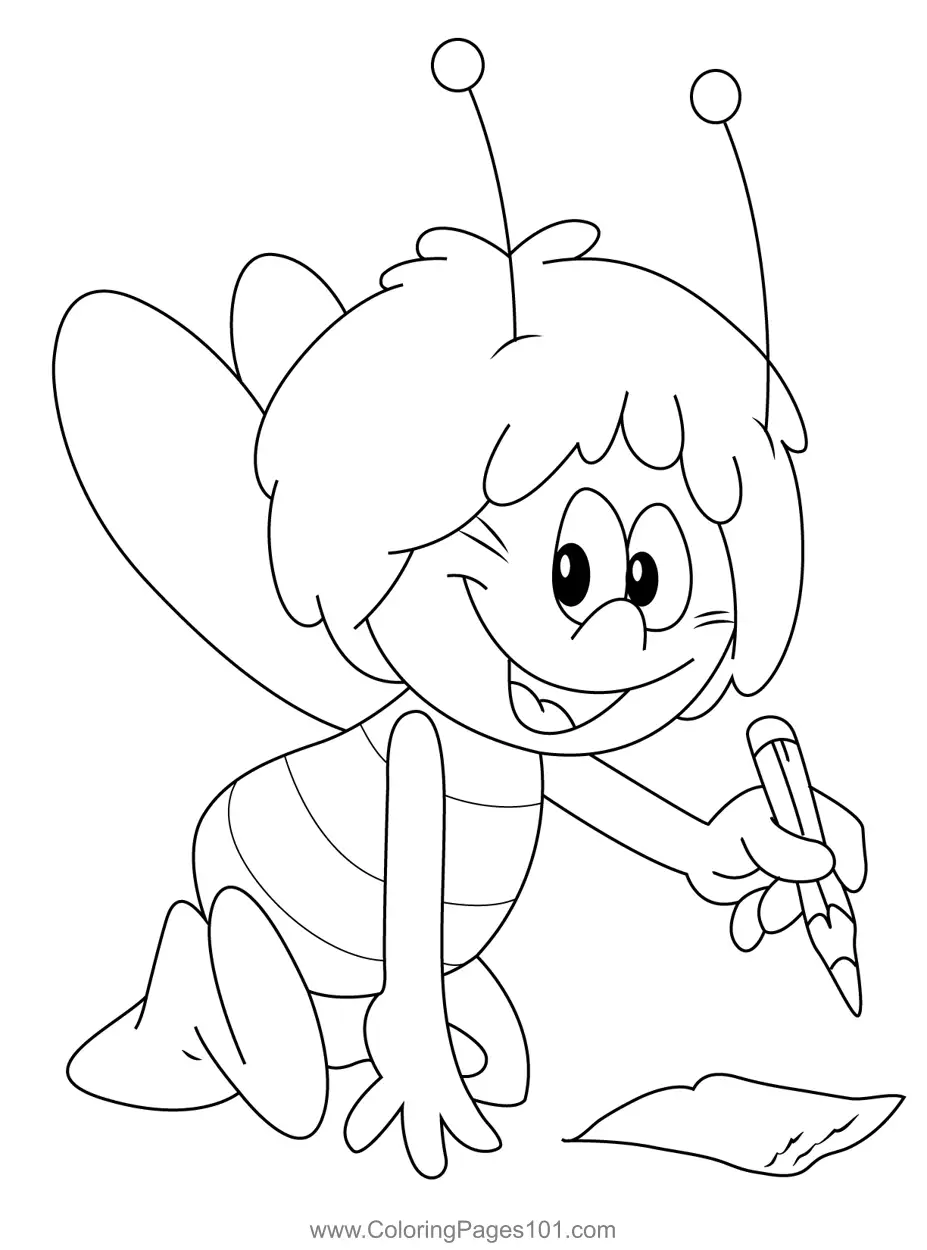 Bee Drawing Coloring Page For Kids Free Maya The Bee Printable