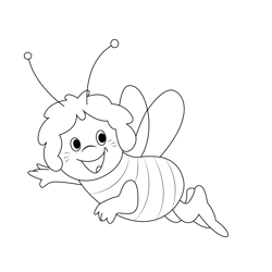 Flying Bee Free Coloring Page for Kids