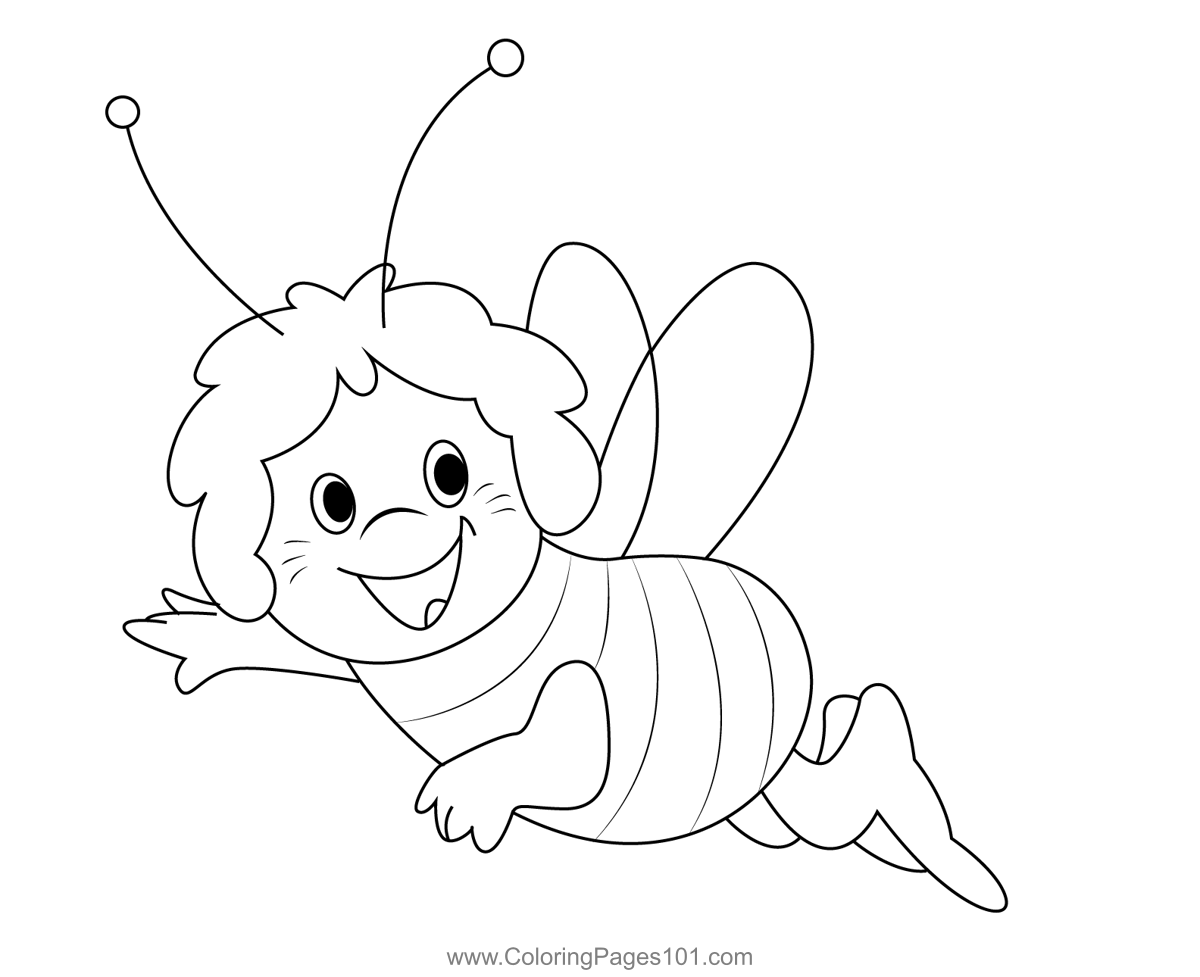Flying Bee Coloring Page for Kids - Free Maya the Bee Printable