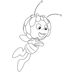 Happy Bee Free Coloring Page for Kids