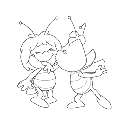 Kiss Bee Free Coloring Page for Kids