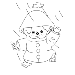 Rain Monchhichi Free Coloring Page for Kids