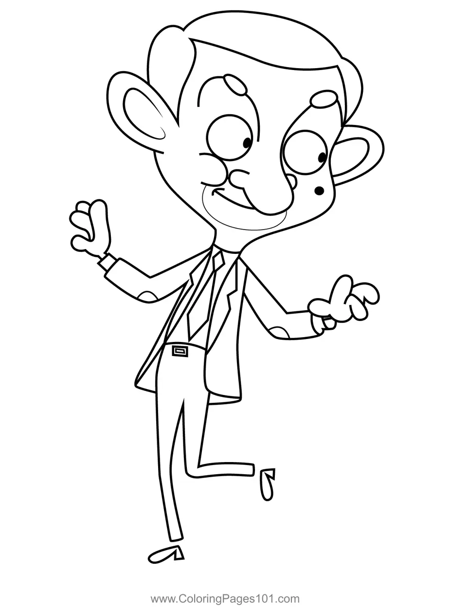 Mr. Bean Dancing Mr. Bean Coloring Page for Kids - Free Mr. Bean ...