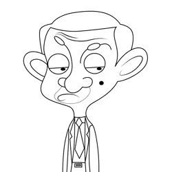 Tired Mr. Bean Mr. Bean Free Coloring Page for Kids