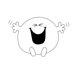 Mr Men Happy Free Coloring Page for Kids