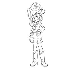 Applejack Human My Little Pony Equestria Girls Free Coloring Page for Kids