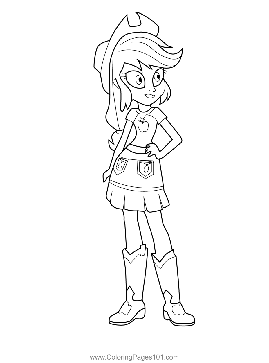 Applejack Human My Little Pony Equestria Girls Coloring Page for ...
