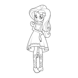 Fluttershy Human My Little Pony Equestria Girls Free Coloring Page for Kids