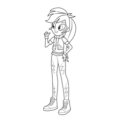 Rainbow Dash Human My Little Pony Equestria Girls Free Coloring Page for Kids