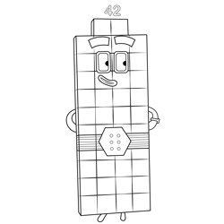 Forty-Two Numberblocks Free Coloring Page for Kids