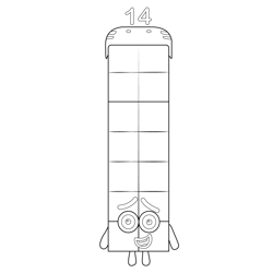 Fourteen Numberblocks Free Coloring Page for Kids