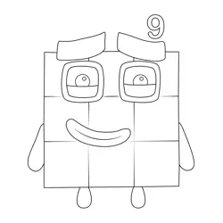 Number nine block Numberblocks Coloring Page