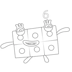 Six enjoying block Numberblocks Free Coloring Page for Kids