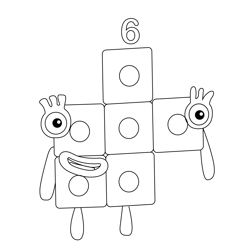 Six no blocks Numberblocks Free Coloring Page for Kids