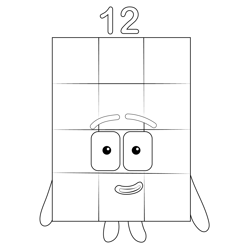 Twelve Numberblocks Free Coloring Page for Kids