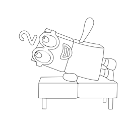 Two in bed Numberblocks Free Coloring Page for Kids