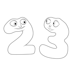 Two with Three Numberjacks Free Coloring Page for Kids