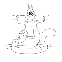 Hungry Oggy Free Coloring Page for Kids