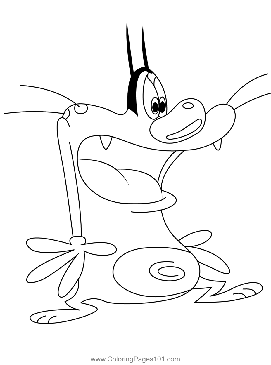 Oggy Cannot Believe Coloring Page for Kids - Free Oggy and the