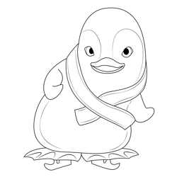 Ice Sketing Penguin Free Coloring Page for Kids