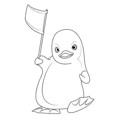Penguin Flag Free Coloring Page for Kids