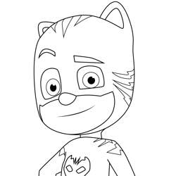 Catboy Face PJ Masks Free Coloring Page for Kids