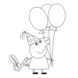 Birthday Pig Free Coloring Page for Kids