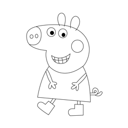 Happy Pig Free Coloring Page for Kids