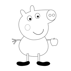 Peppa Pig George Eating Free Coloring Page for Kids