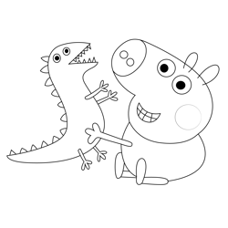 Peppa Pig George Free Coloring Page for Kids