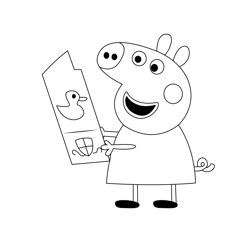 Peppa Pig Read Free Coloring Page for Kids