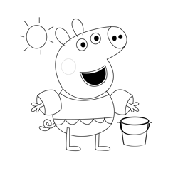 Peppa Pig Swim Cap Free Coloring Page for Kids