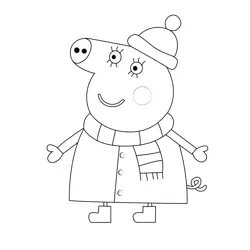 Pig Snow Dress Free Coloring Page for Kids
