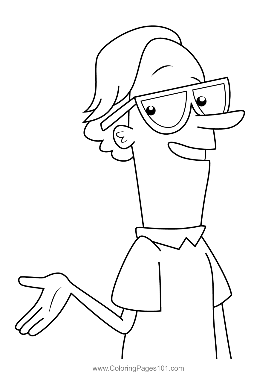 Albert Du Bois Phineas and Ferb Coloring Page for Kids - Free Phineas