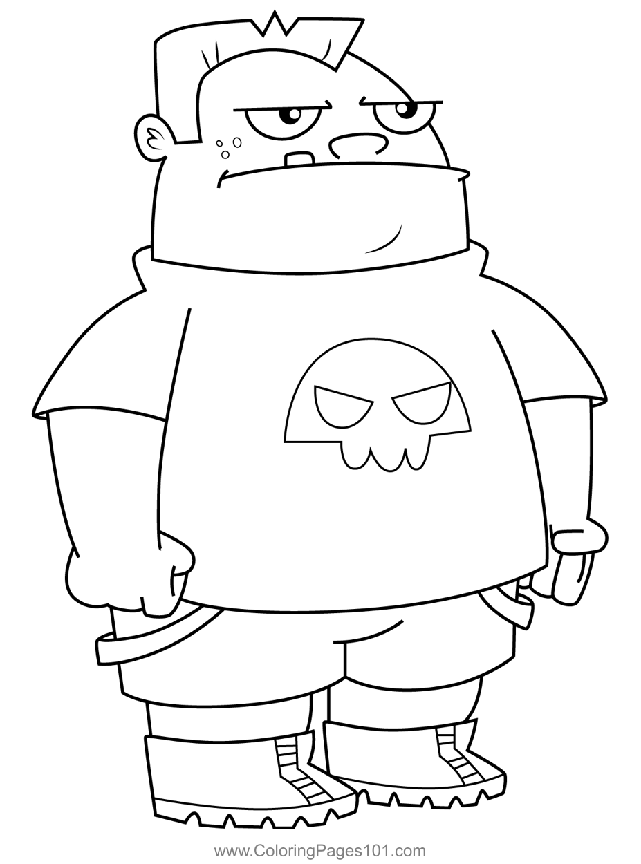 Buford in His Regular Outfit Phineas and Ferb Coloring Page for Kids