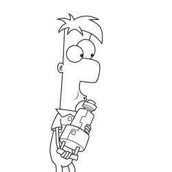 Ferb Fletcher Firing Rivets Phineas and Ferb Free Coloring Page for Kids