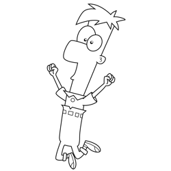 Ferb Fletcher Jumping Phineas and Ferb Free Coloring Page for Kids