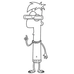 Ferb in Swim Trunks Phineas and Ferb Free Coloring Page for Kids