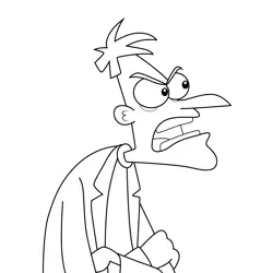 Heinz Doofenshmirtz Angry Phineas and Ferb Free Coloring Page for Kids