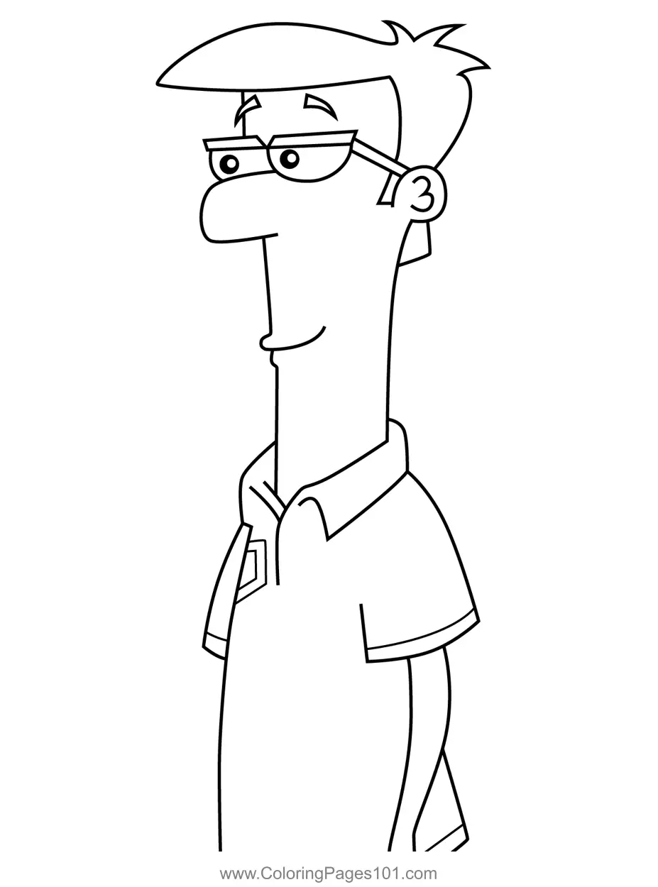 Lawrence Fletcher Phineas and Ferb Coloring Page for Kids - Free